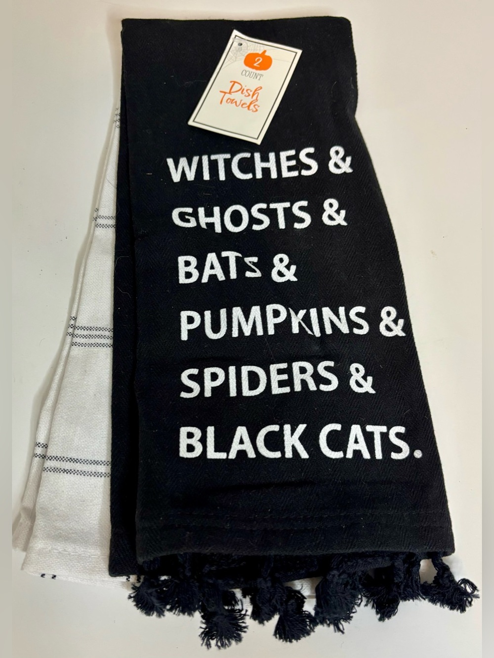 Target Black and White Halloween Phrase Dish Towel Set